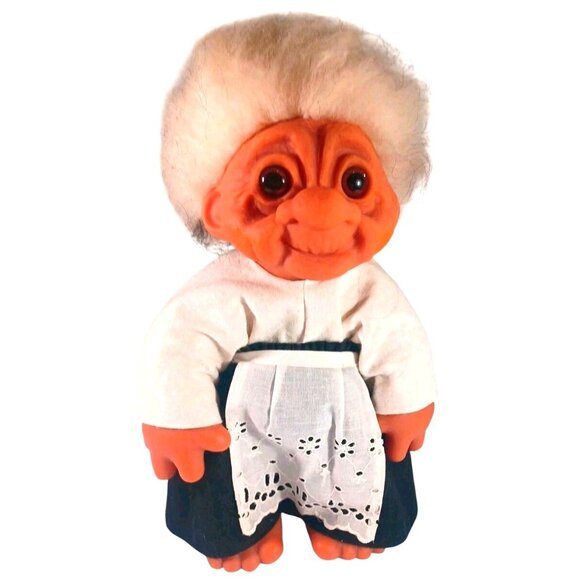 Vintage 1977 Large 14" Thomas Dam Denmark Grandma Grandpa Trolls Set Of 2 1970s - Picture 5 of 10